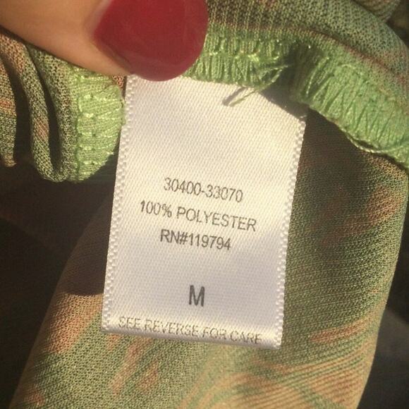 One world Womens Top Size Medium Burnout Fairy Grunge Green Brown Lace Flower - Picture 12 of 13